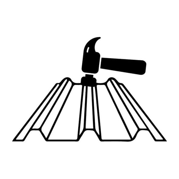 Hammer striking a trapezoidal profiled sheet that holds firm