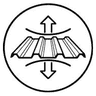 Line drawing of a trapezoidal sheet flexing between load arrows