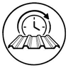 Line drawing of a clock sweeping over a roofing sheet
