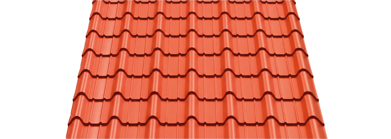 A terracotta sheet pressed into rows of Mangalore roof tiles