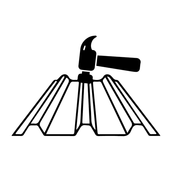 Hammer striking a trapezoidal profiled sheet that holds its shape