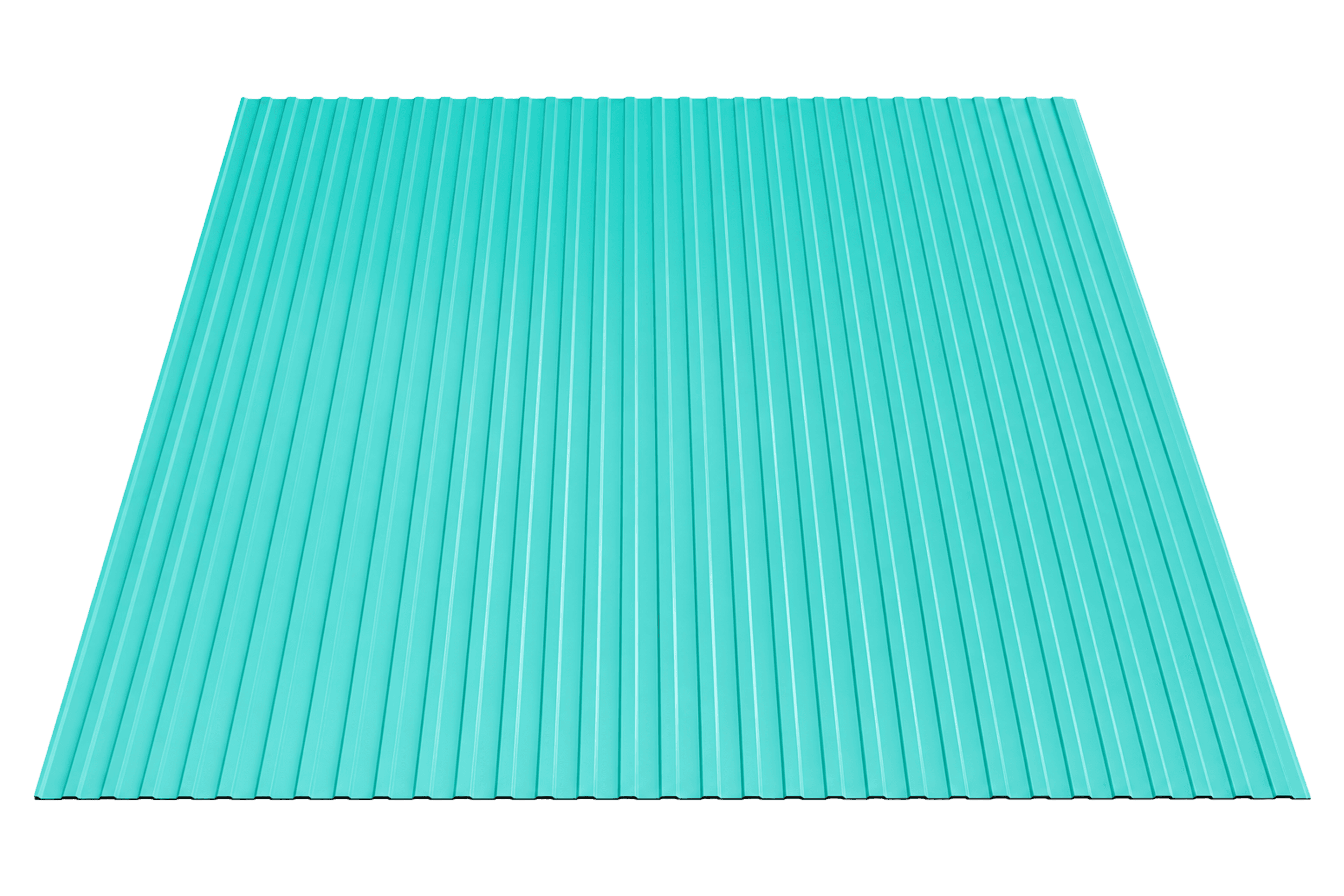 Turquoise colour coated sheet with closely spaced corrugated waves